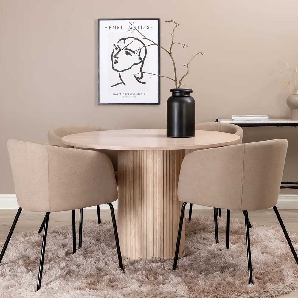 Bianca Matbord Ø110 Vitputsad