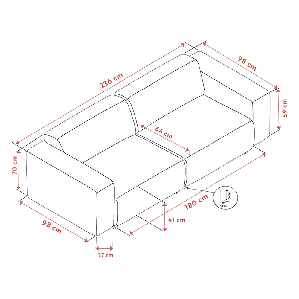 Willard soffa 3-sits tyg Brenda beige