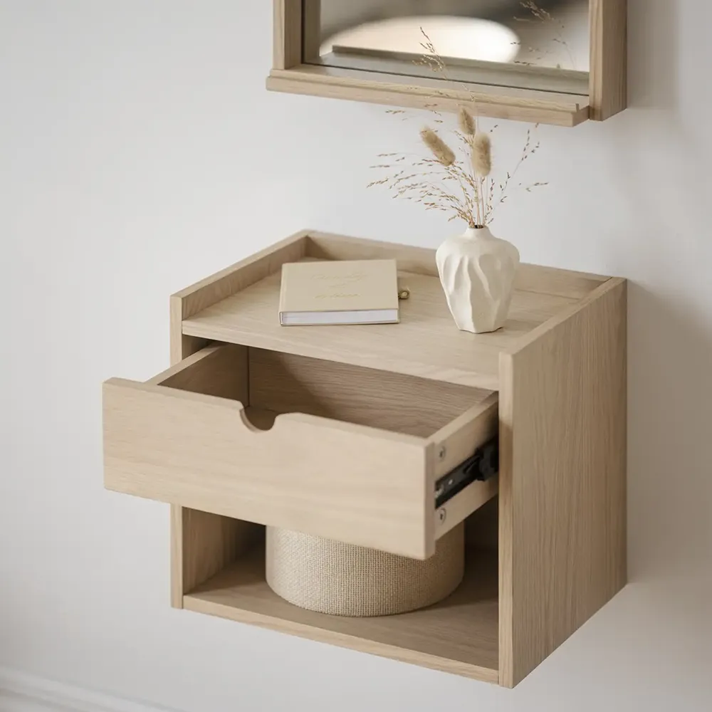 Hillmond sängbord vitpigmenterad ek