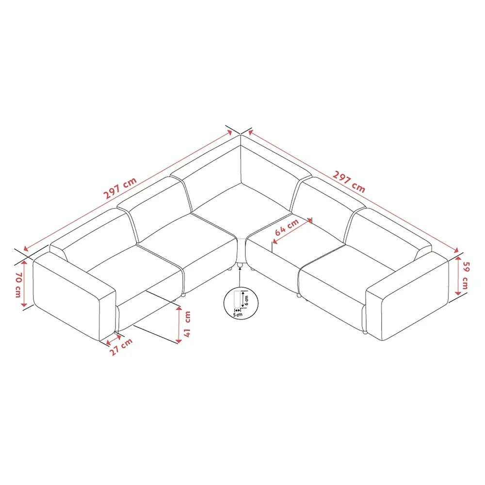 Willard hörnsoffa 3+3-sits tyg Brenda beige