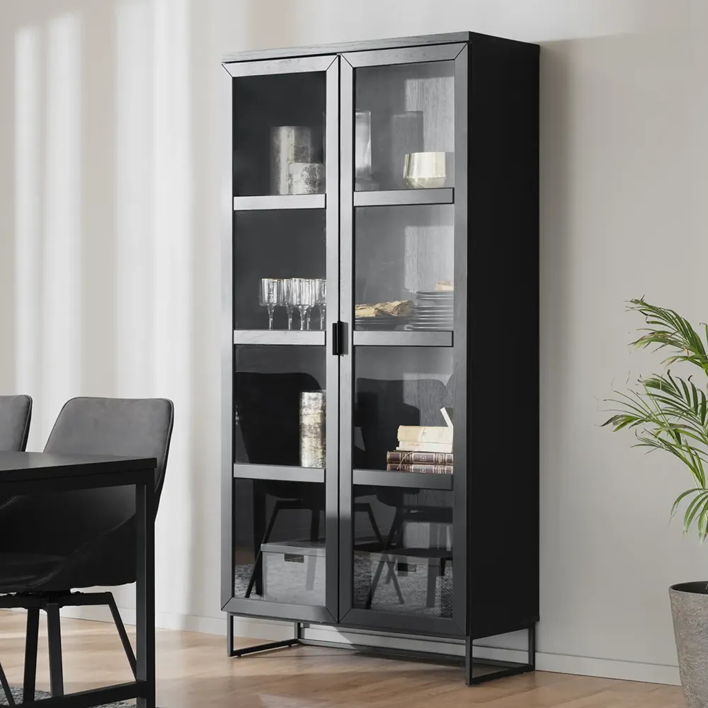 Everett vitrinskåp svart