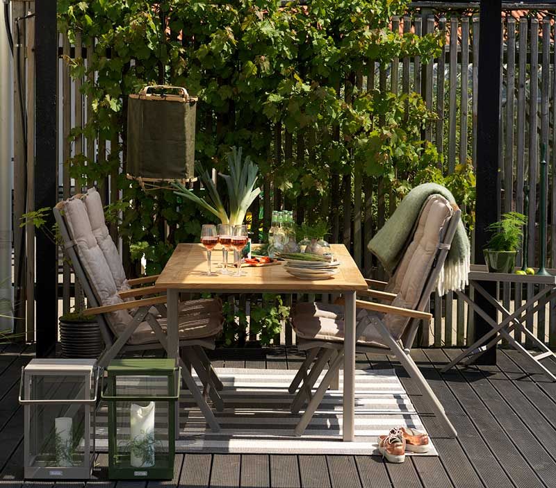 Lyon matbord 92x194-252 cm khaki/teak 