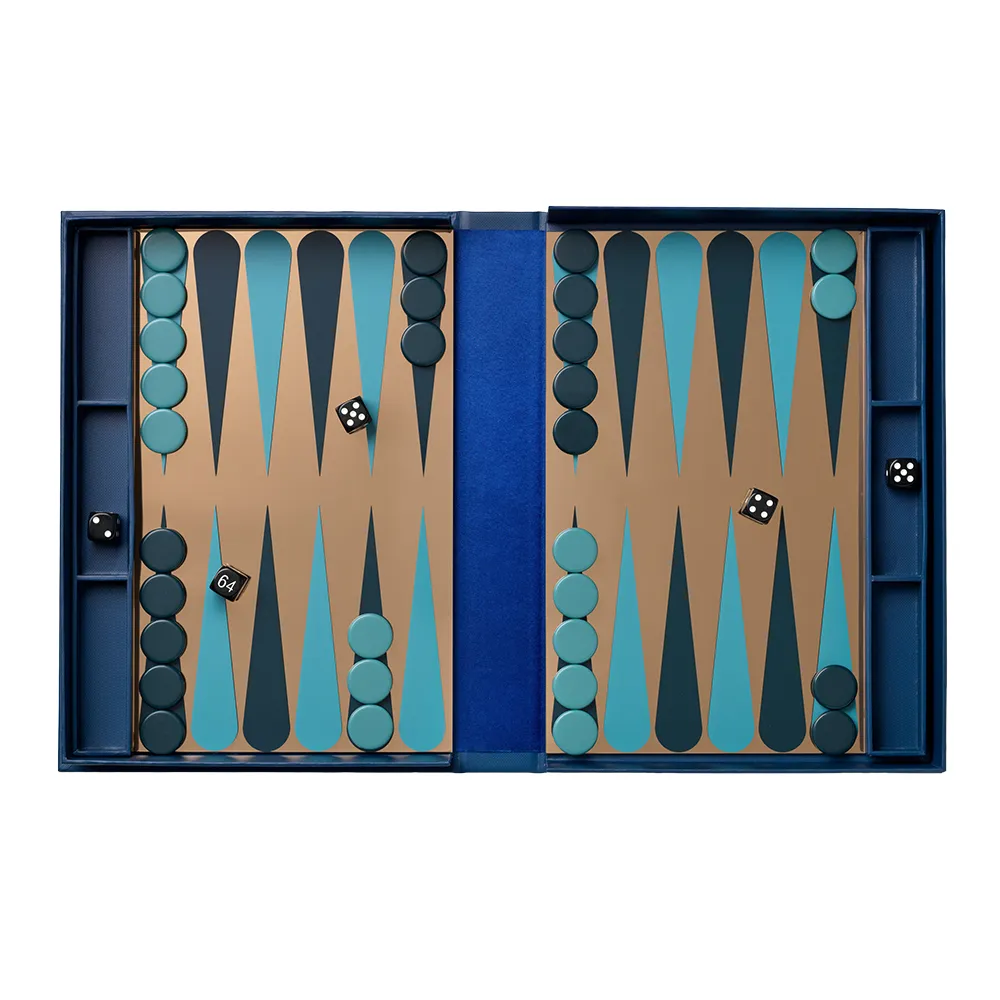 Classic – Spegelbackgammon, Dark Blue/Copper Printworks