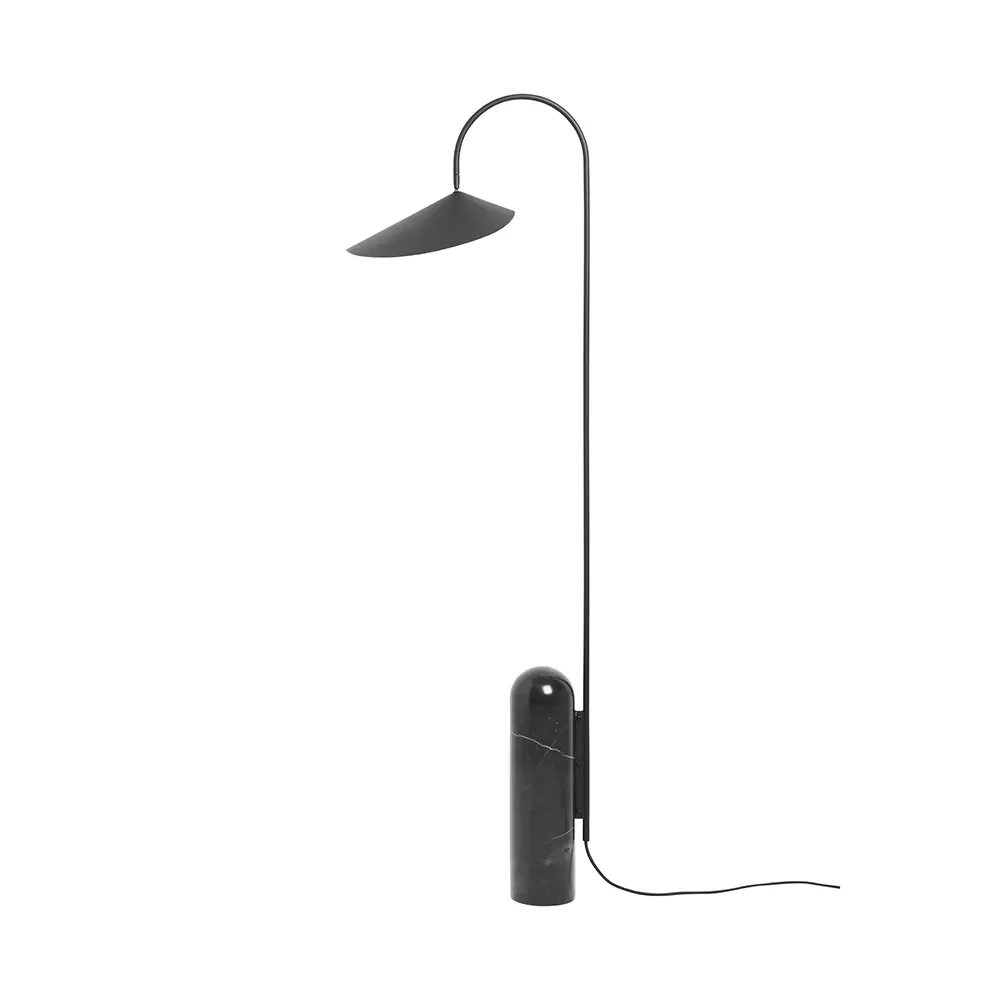 Justerbar Golvlampa med Travertinfot Arum Black