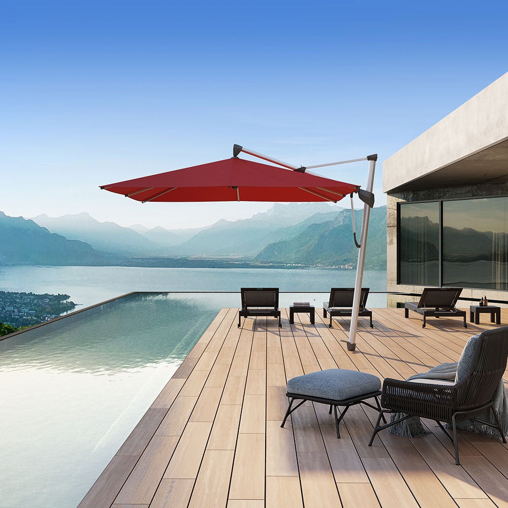 Sombrano S+ frihängande parasoll 350x350 cm kat.5 antracite alu / 669 carbone 