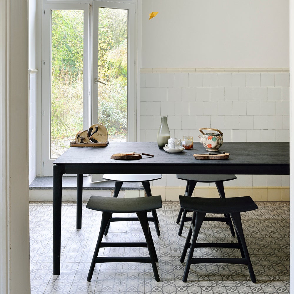 Bok Matbord 80x160 cm Svartlackad ek