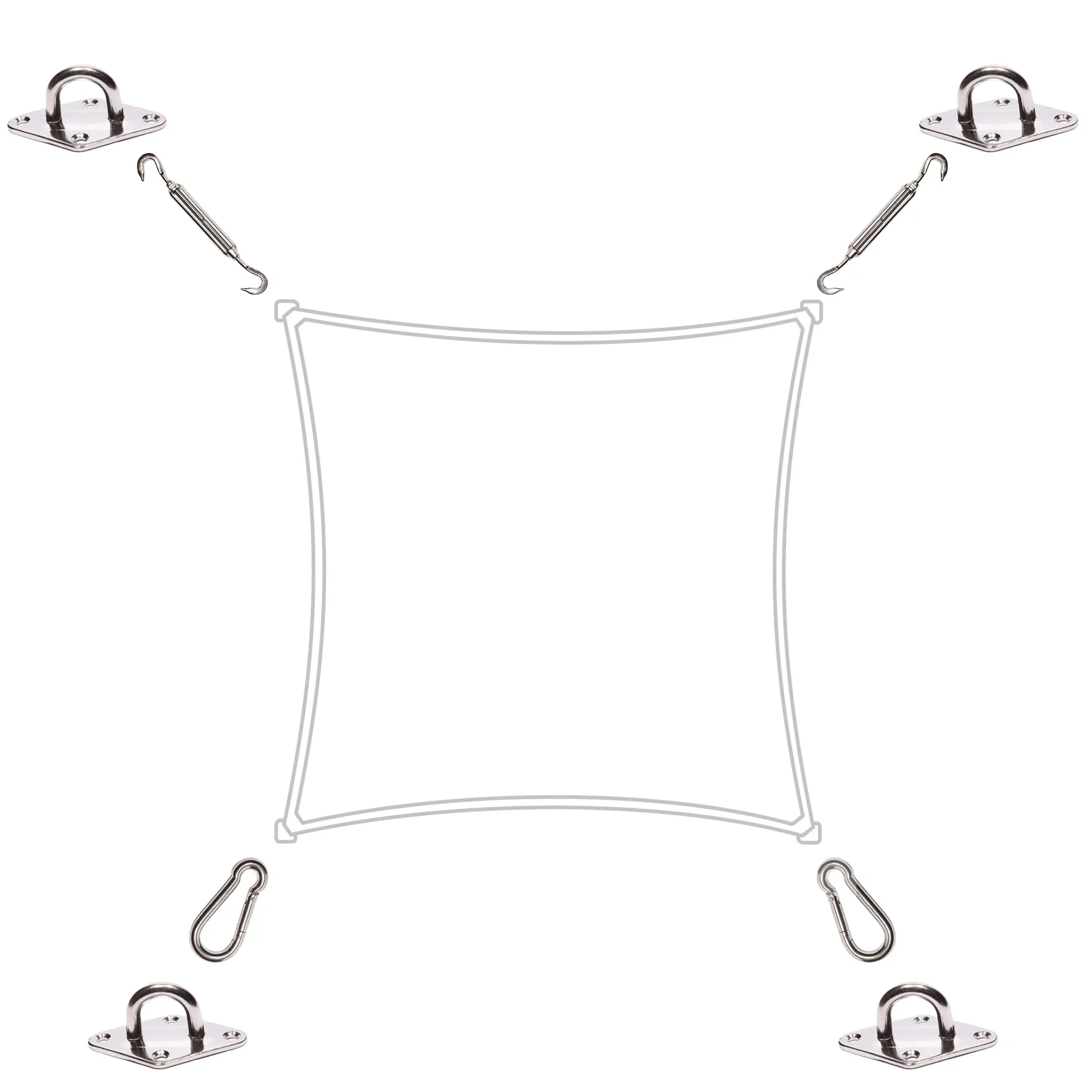 Monteringskit för fyrkantiga solsegel