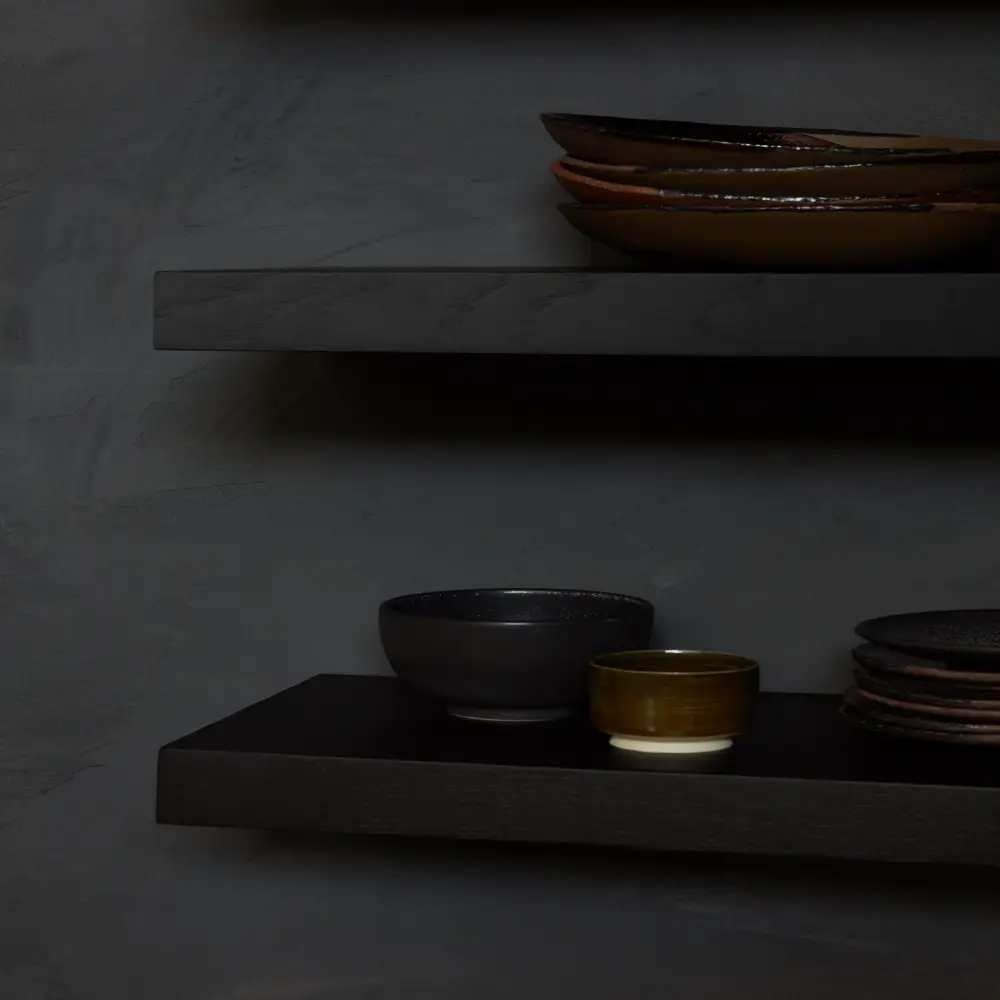 Vägghylla Svartbetsad ek 140x22 cm