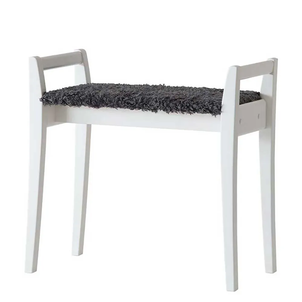 Meja Pall Vitlackad Björk/Fårskinnslook Mörkgrå