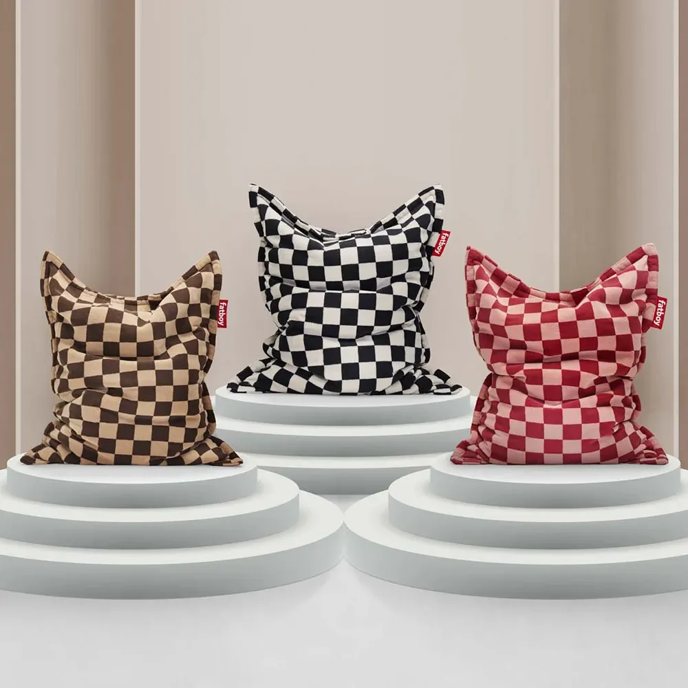 Original slim teddy Sittsäck chess black ecru