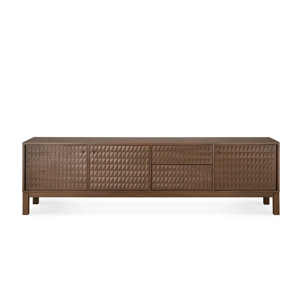 TV-bänk i teak Sono Light Brown L212 cm