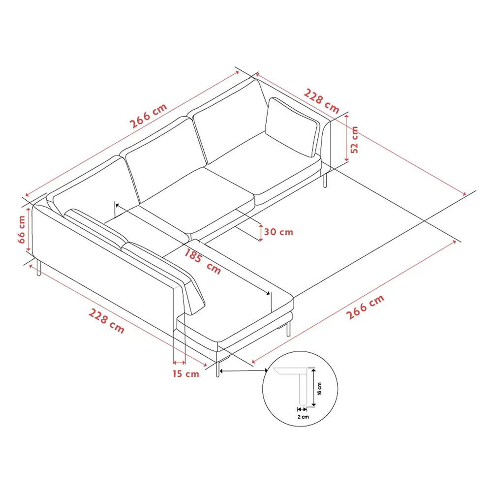 Corwin hörnsoffa 2,5+2,5-sits öppet avslut vänster tyg Rita ljusbeige