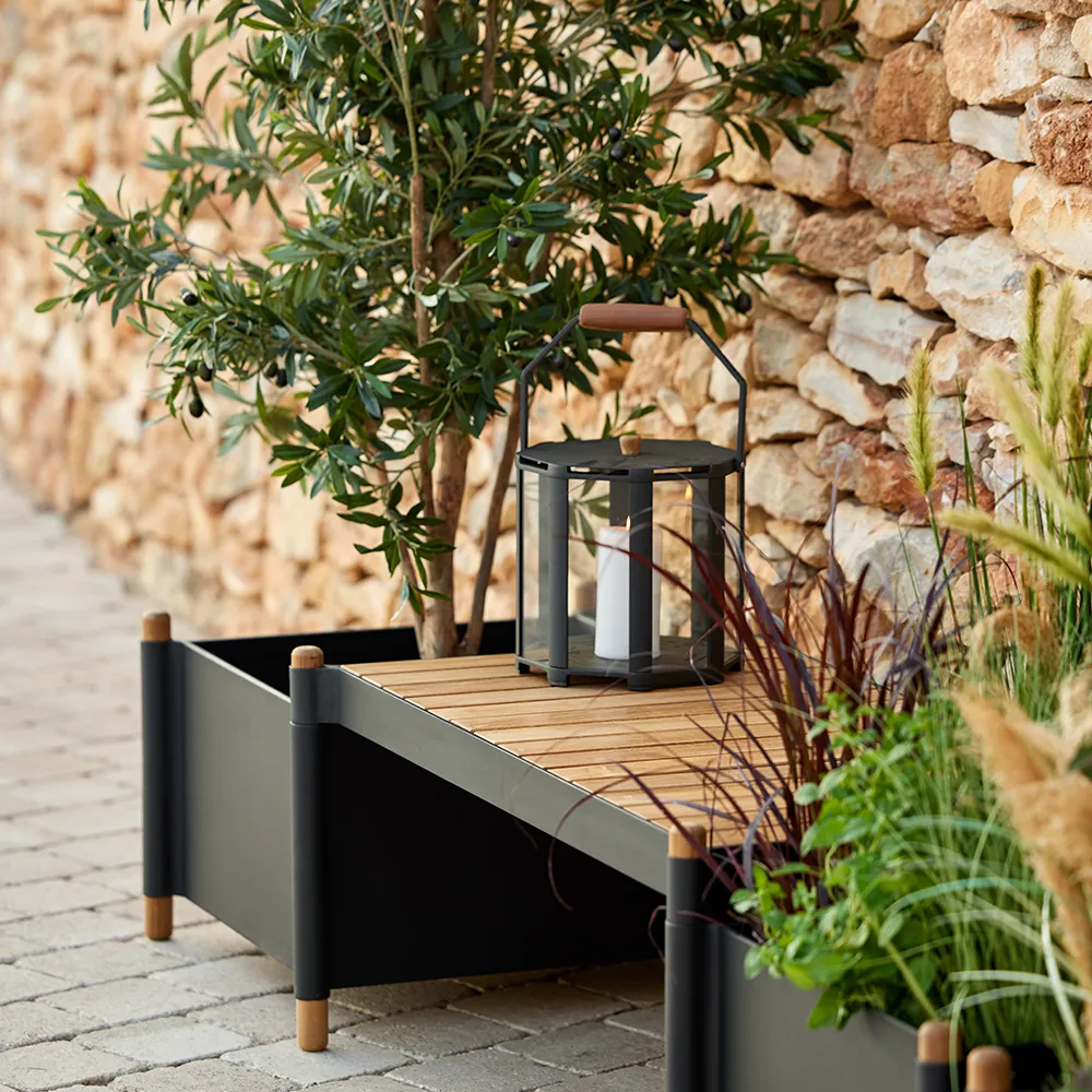Sticks planter bänk Teak/lava grey