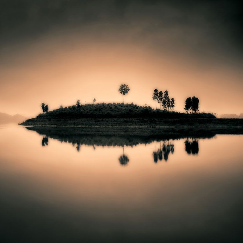 Väggdekor Sunset Island 100 X 100 Cm