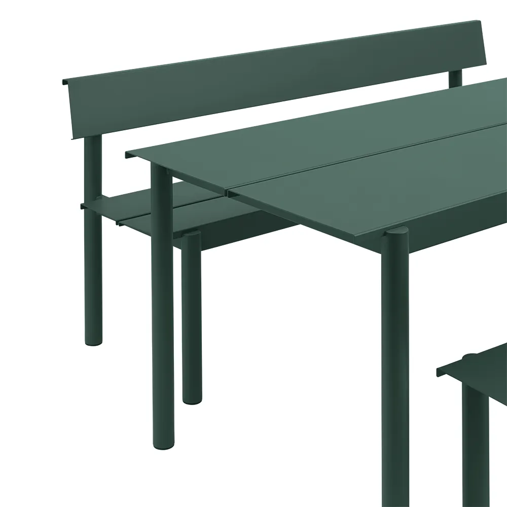 Rät stålbänk 170cm Linear Steel Dark Green