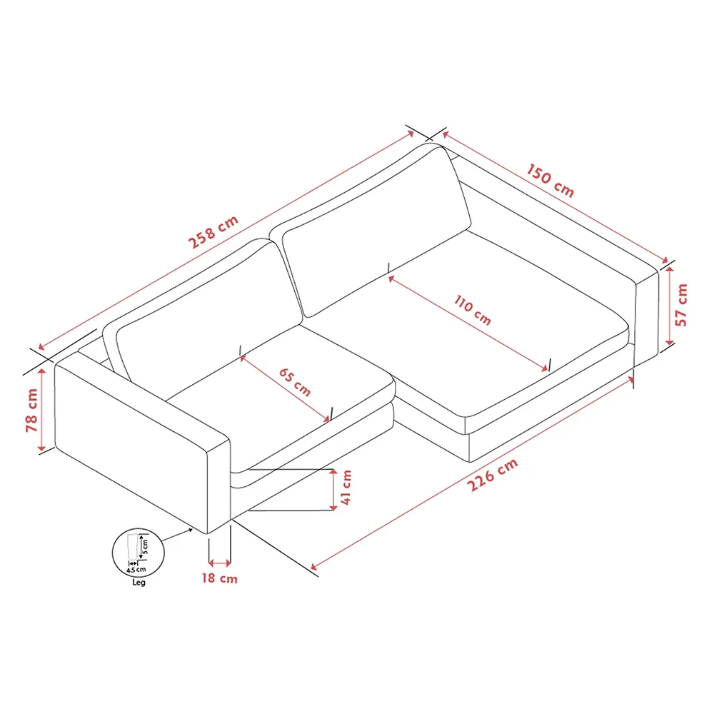 Duncan soffa 3-sits med schäslong höger tyg Robin ljusgrå