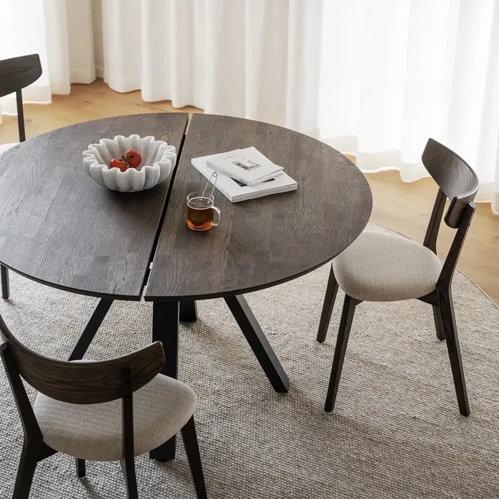 Ami matstol brunlackad ek/beige tyg