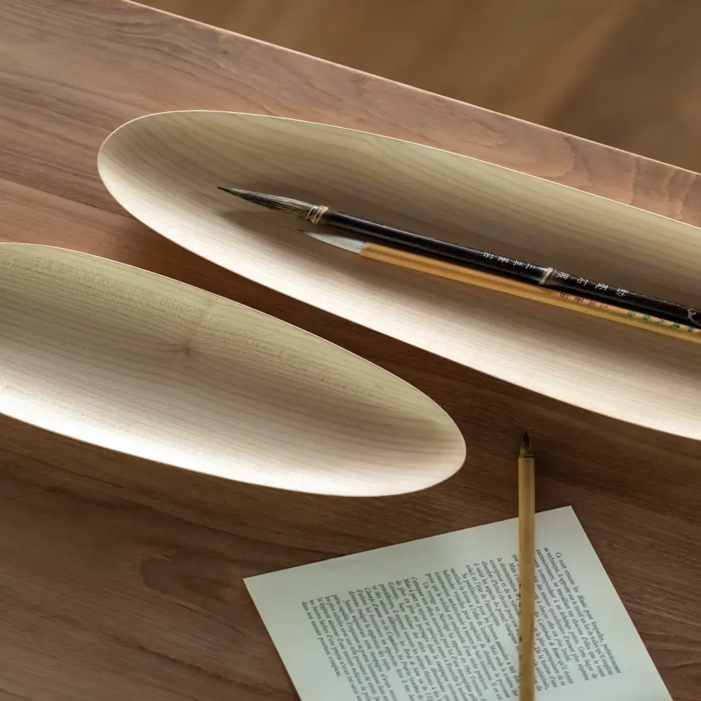 Thin ovala brickor lackad lönn-set om 2