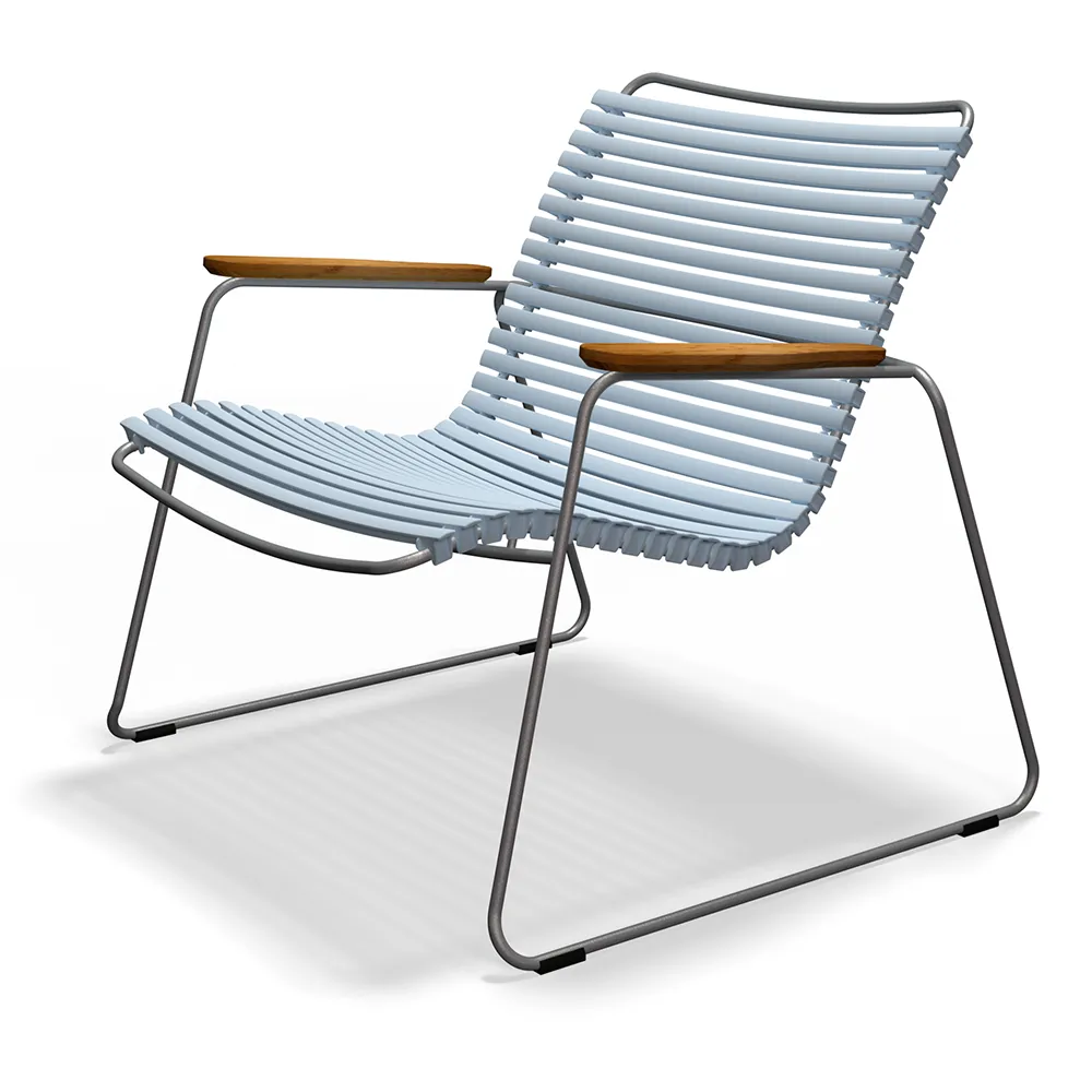 Click Roomy lounge chair Dusty Light blue. Frame: Grey. Armrest: Bam