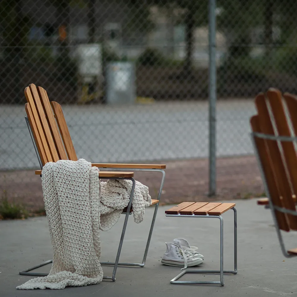 A3 solstol Obehandlad Teak / Varmförzinkat Stativ