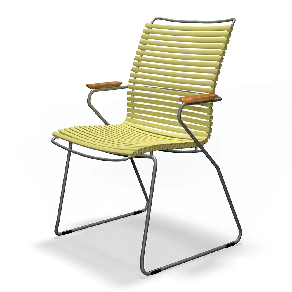 Click Dining chair tall back Lemon zest. Frame: Grey. Armrest: Bamboo