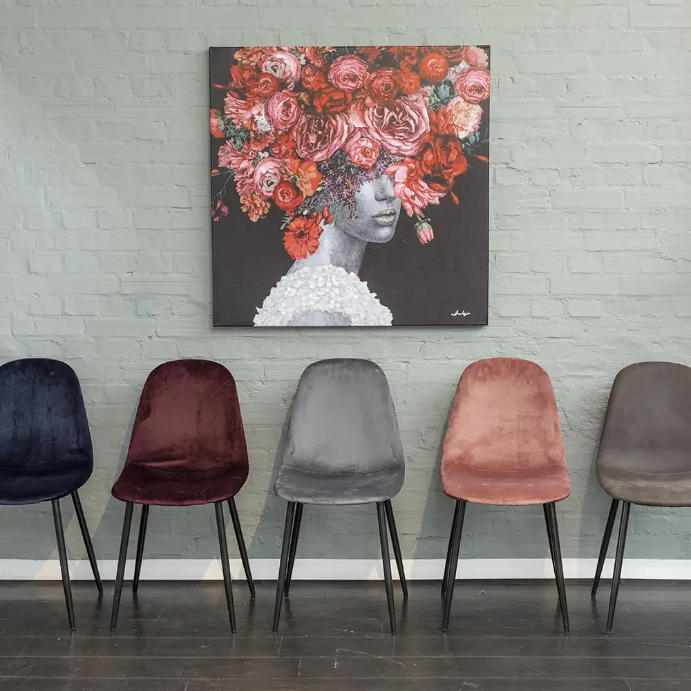 Thea Matstol blå sammet 4-pack