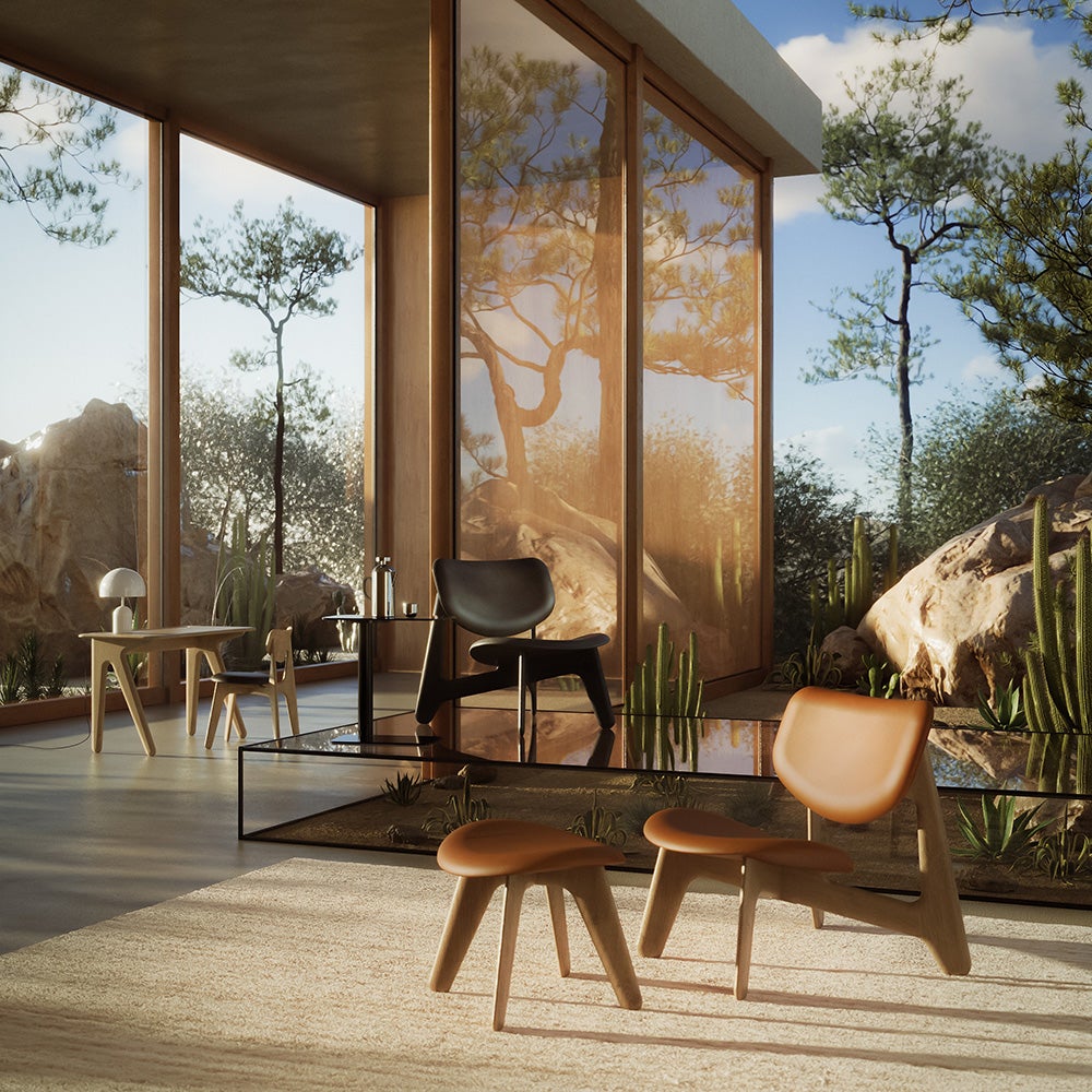 Slab loungestol svart läder