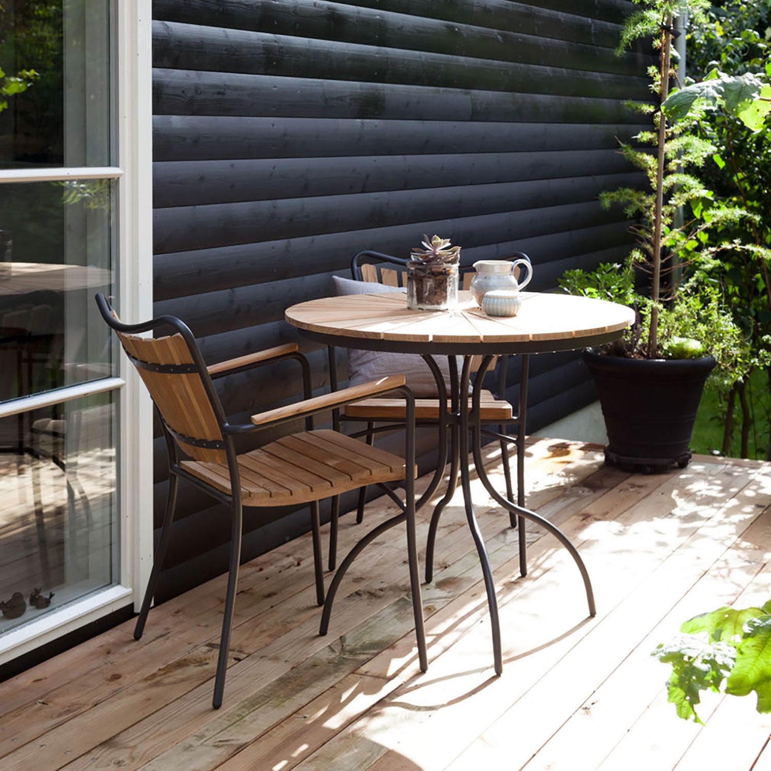 Hard & Ellen cafébord 80 cm antracit/teak 