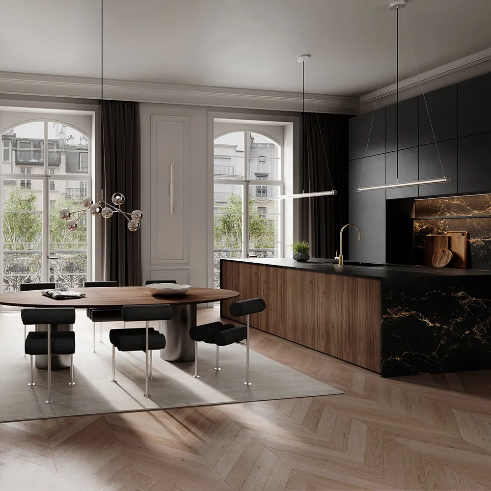 Hiro Matstol Stainless Steel - Aniline Leather Black