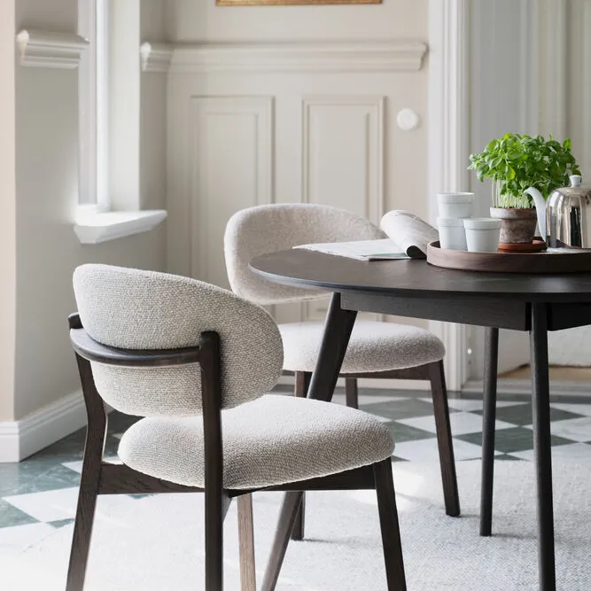 Patterson stol beige tyg/brun ek