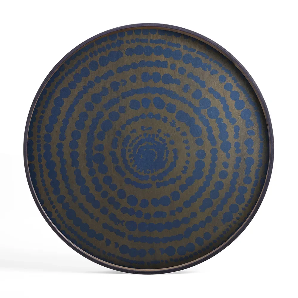 Beads  bricka trä Ø92 cm blå