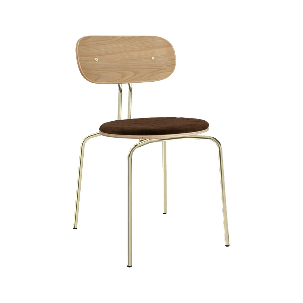 Curious Matstol Ek/Mässing Teddy Brown