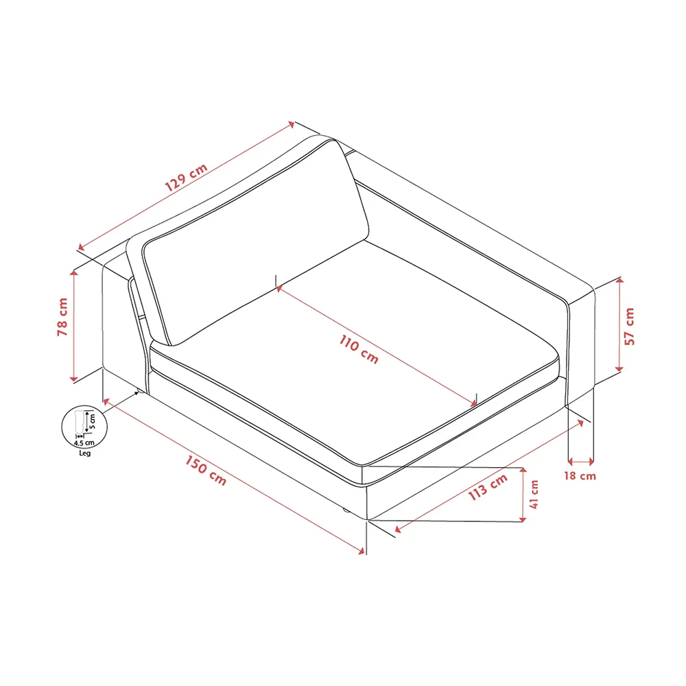 Duncan schäslong höger tyg Robin ljusgrå