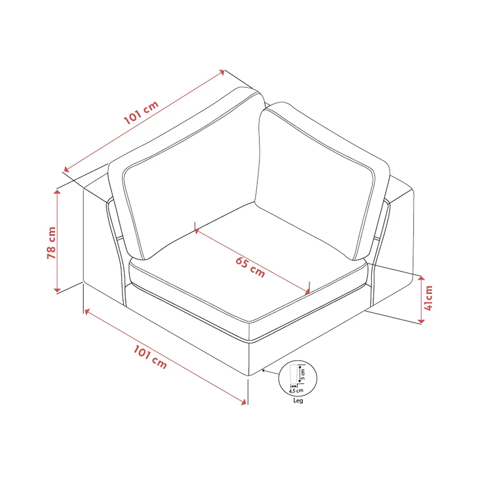 Duncan hörnmodul tyg Robin ljusgrå