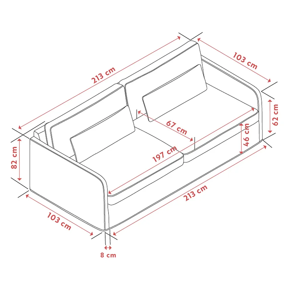 Peyton soffa 3-sits tyg Ursula beige