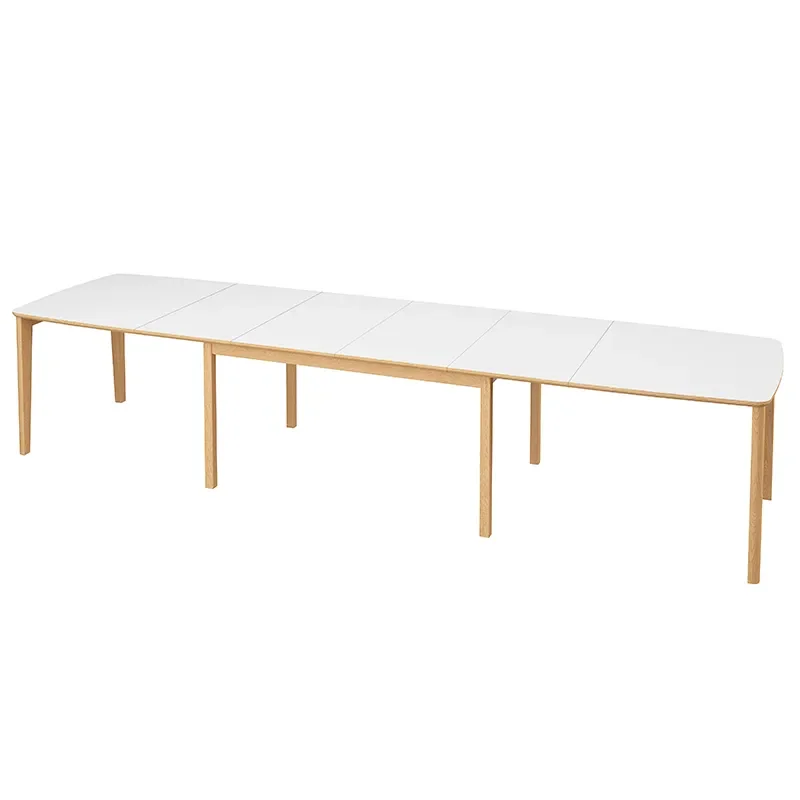 SM107 Matbord 101x160-316-368 cm Naturoljad ek - Vit laminat