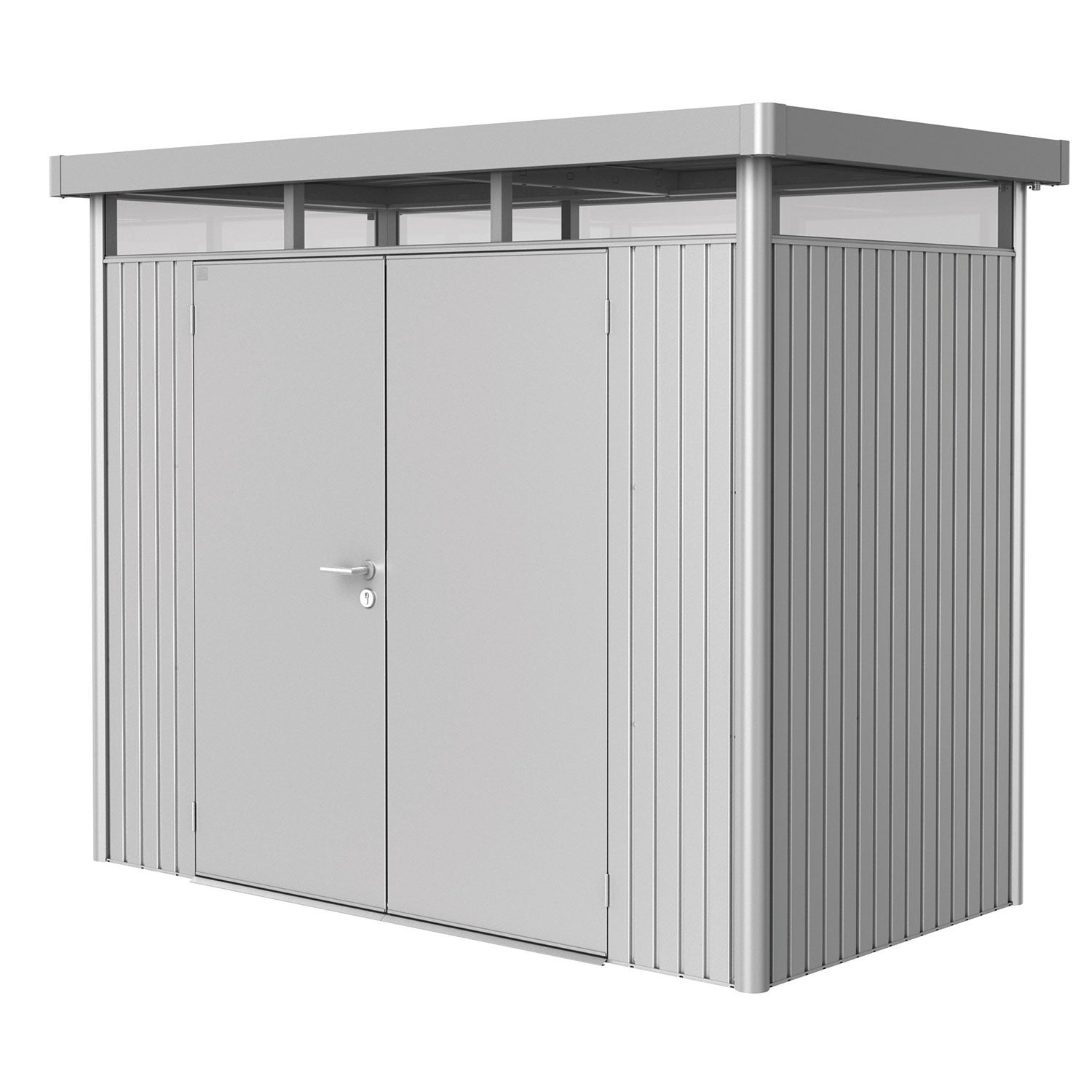 Highline trädgårdsskjul dubbeldörr storlek h1 metallic silver