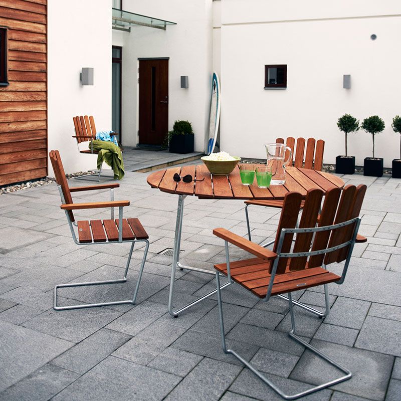 Bord B30 84 X 92 Obehandlad Teak / Varmförzinkat Stativ Stå