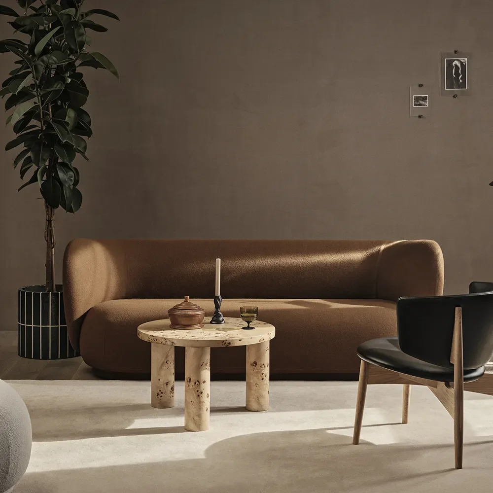 Post Soffbord Ø65 cm - Poplar Burl Veneer