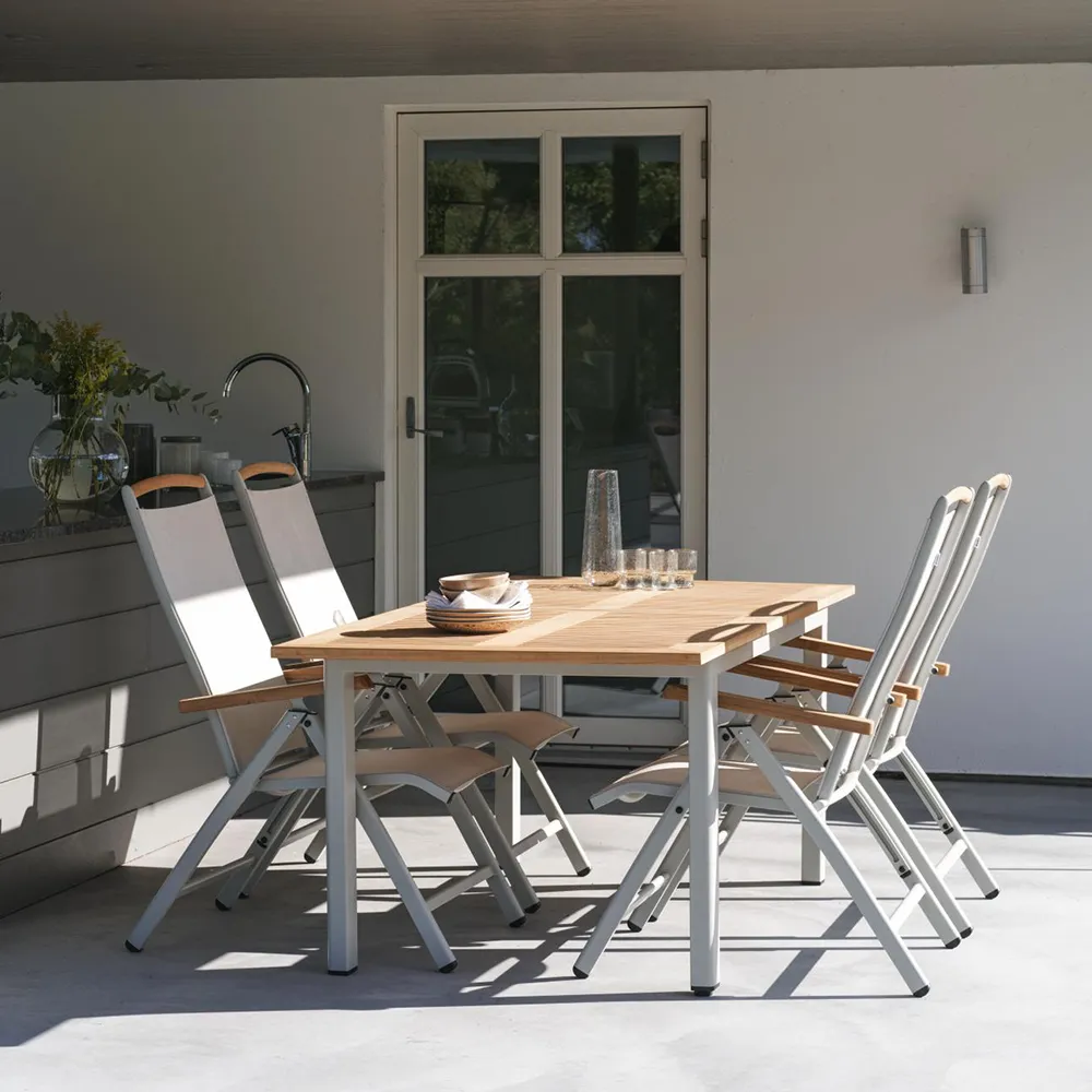 Lyon matbord  92x194-252 cm Ljusgrå/Teak