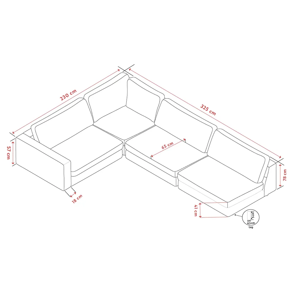 Duncan hörnsoffa 2+3-sits öppet avslut höger tyg Robin ljusgrå
