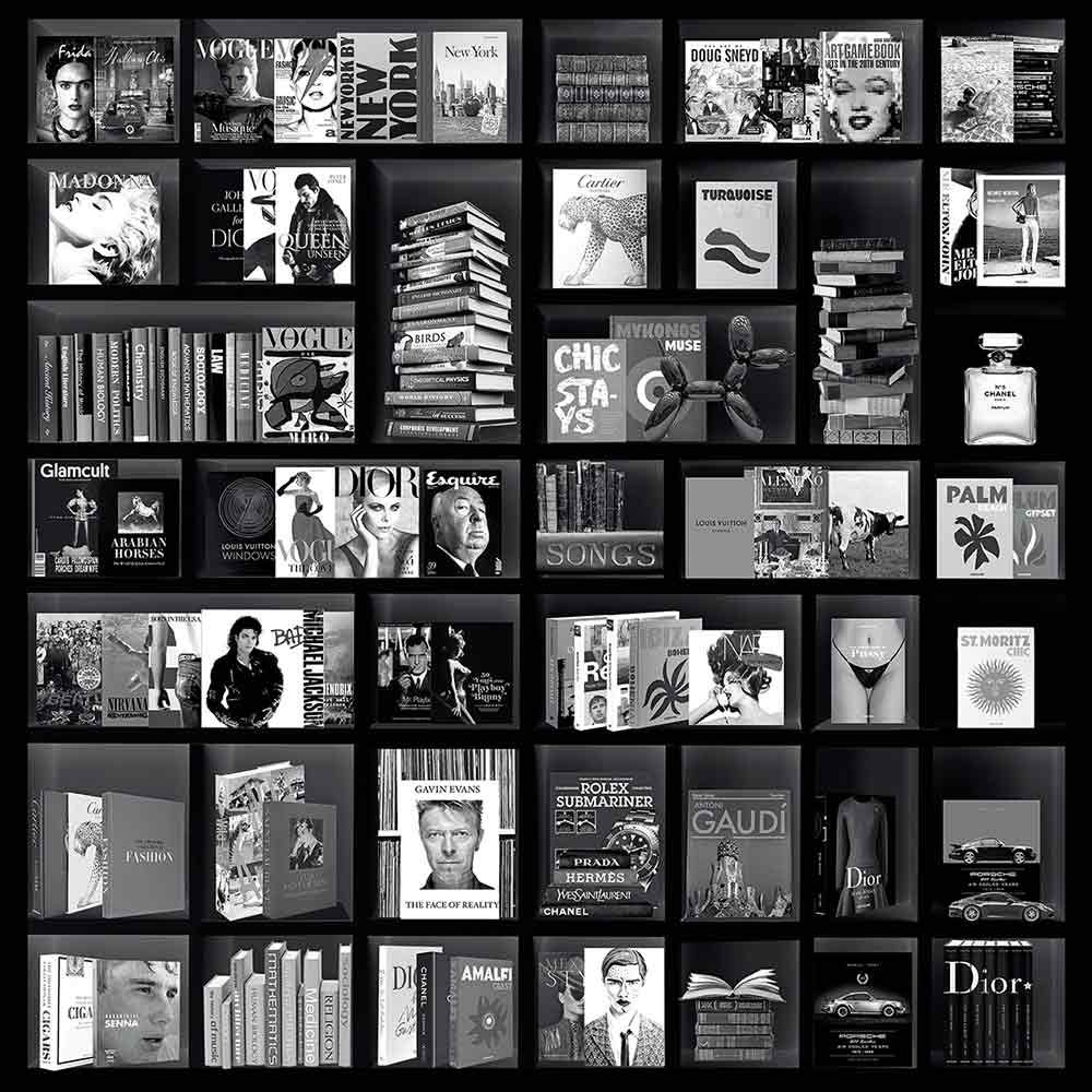 Väggdekoration Book Case Fashion Black 100X100 Cm