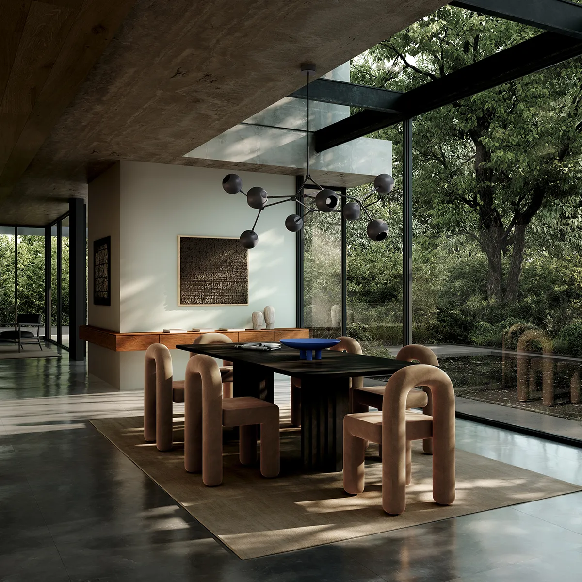 Handmålad dekorationsfat Duck Big Marrakech Blue Ø 45 cm