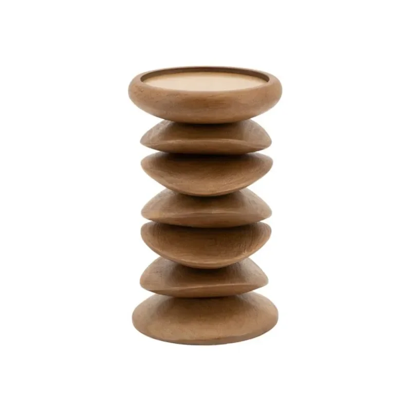 Pillar candle holder Kasane 10x10x15 cm Mangoträ Brun
