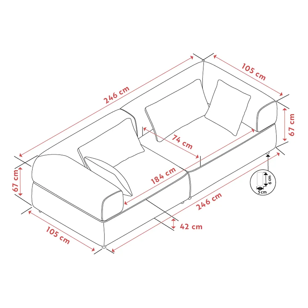 Falkner soffa 3-sits tyg Oscar ljusbeige