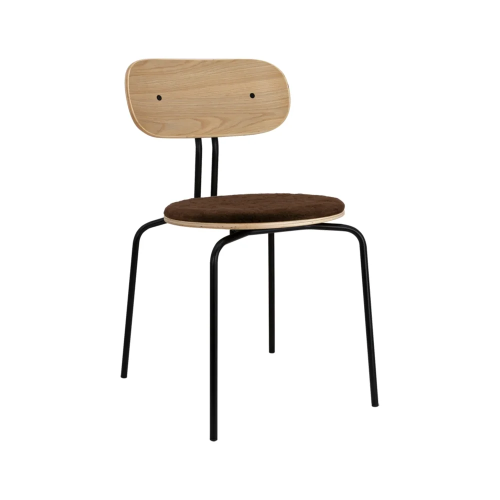 Curious Matstol Ek/Svart Metall Teddy Brown