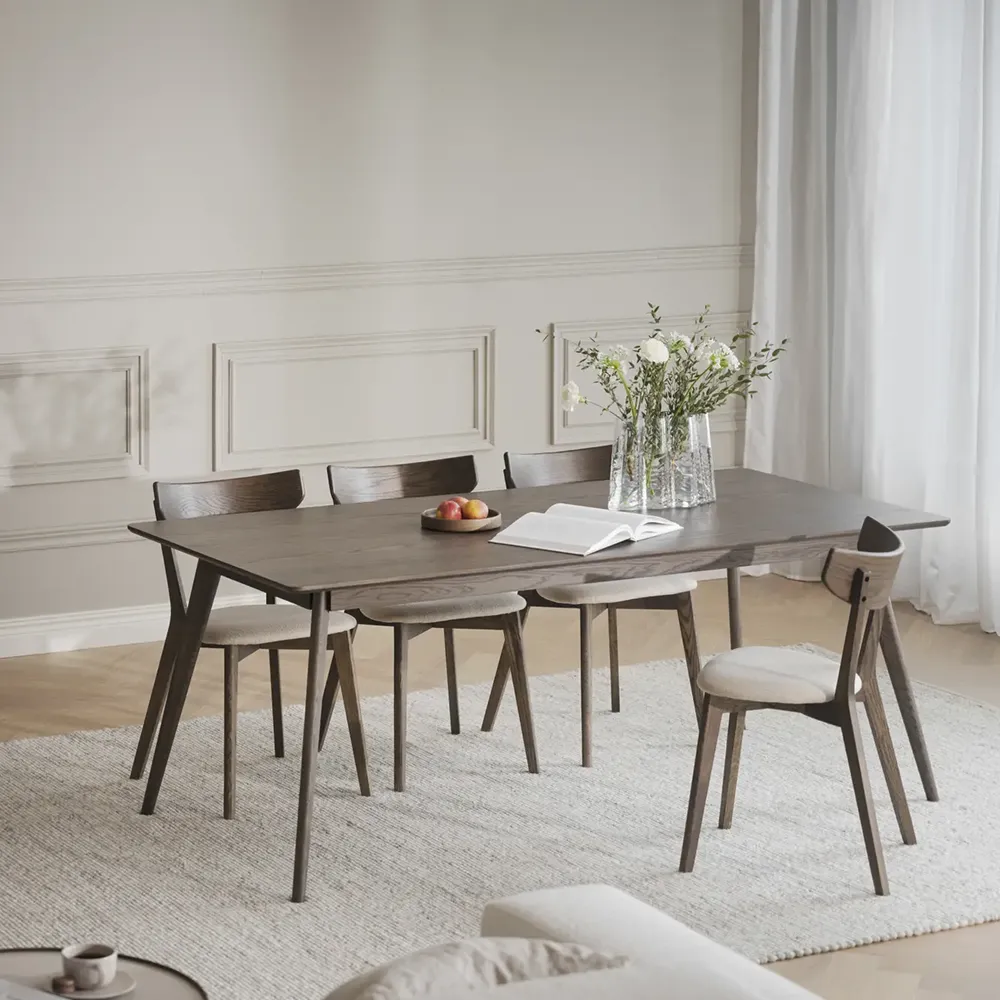 Ami matstol brunlackad ek/beige tyg