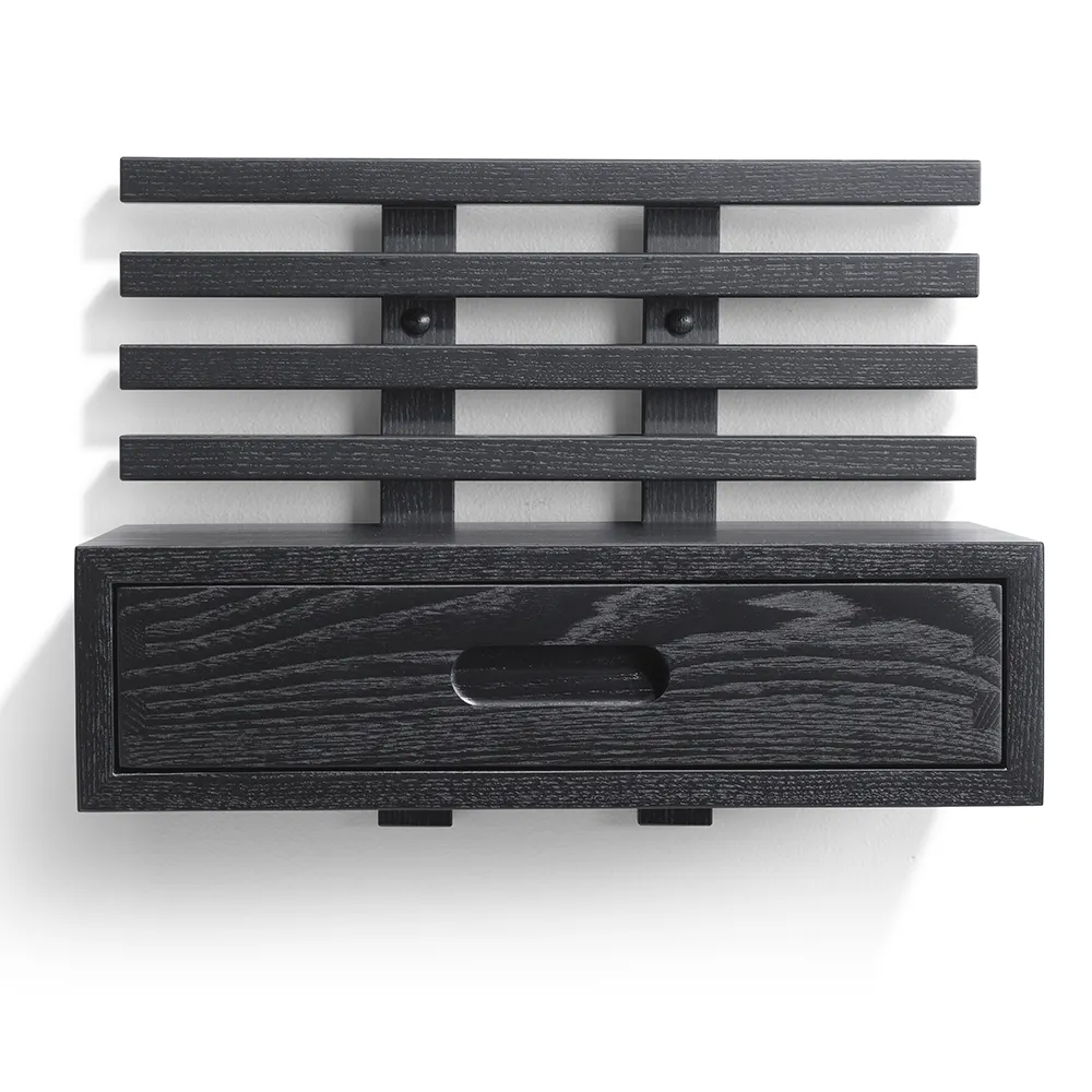 Zece Sängbord med låda Svartbetsad Ask