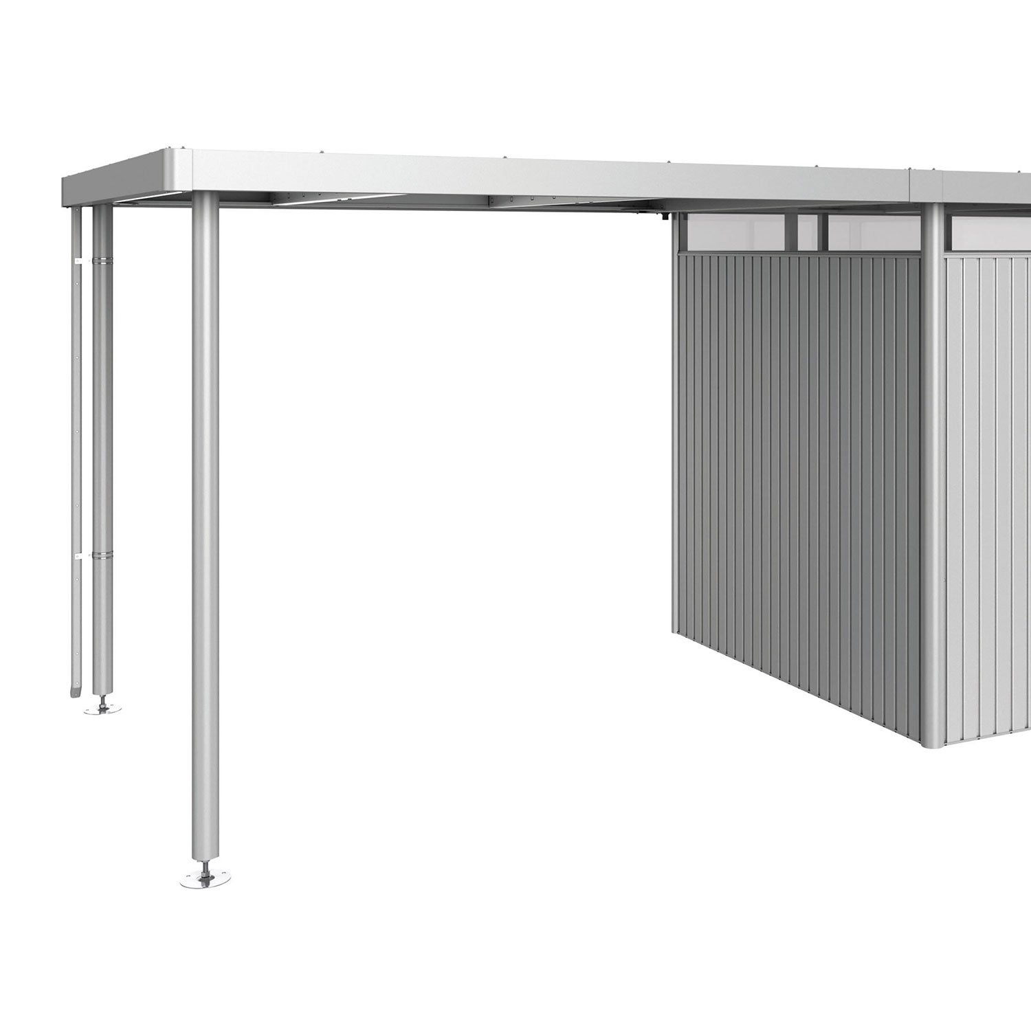 Highline sidotak Trädgårdsskjul storlek h3 metallic silver