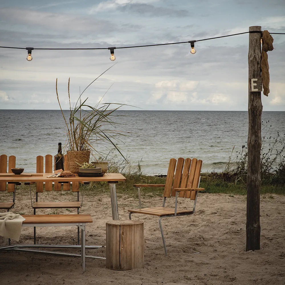 A2 Fåtölj Obehandlad Teak / Varmförzinkat Stativ